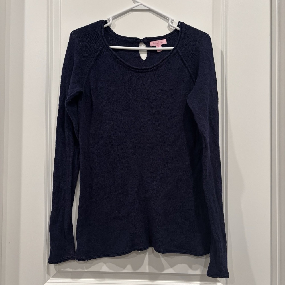 Lilly Pulitzer Long Sleeve Boat Neck Tunic Sweater Women's Small Navy Blue